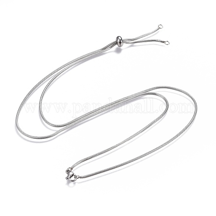 Adjustable 304 Stainless Steel Slider Necklaces NJEW-L156-004P-1