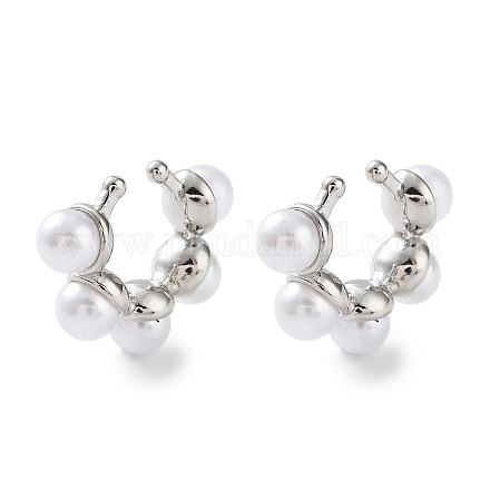 Boucles d'oreilles manchette en laiton avec perles d'imitation abs EJEW-D088-15P-1
