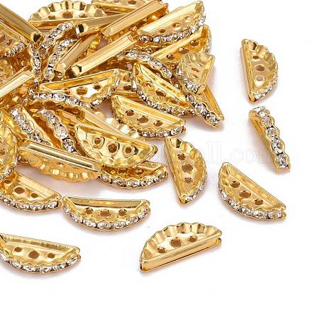 Golden Tone 3 Holes Brass Middle East Rhinestone Bridge Spacers X-RSB024NF-3-1