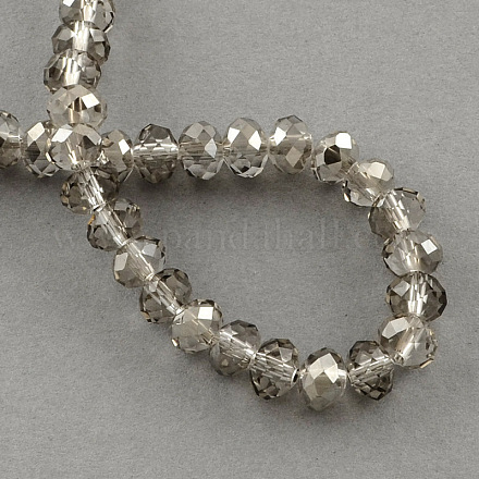 Half Plated Faceted Rondelle Glass Bead Strands X-EGLA-S095-6mm-02-1