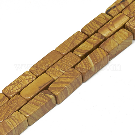 Cuentas de piedras de encaje de madera natural hebras X-G-S300-54-8x20mm-1