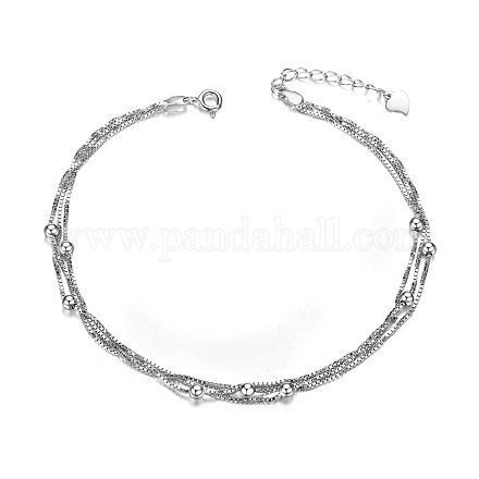 Bracelets de cheville superposés en argent sterling plaqué rhodium shegrace JA28A-1