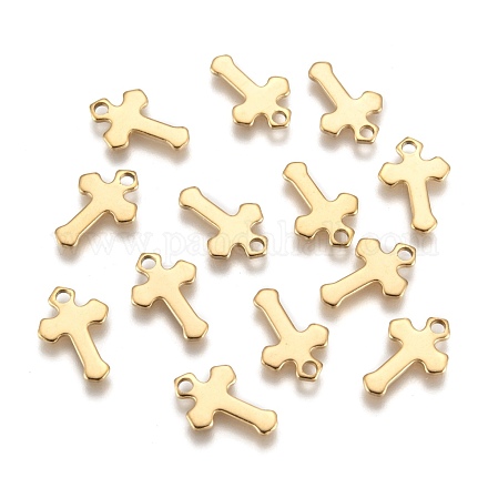 Ion Plating(IP) 304 Stainless Steel Tiny Cross Charms STAS-L159-06G-1