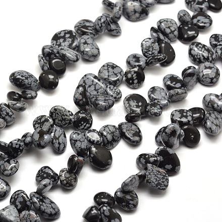 Flocon de neige puce obsidienne chapelets de perles G-M204-54-1