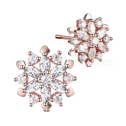 SHEGRACE Flower Beautiful Real Rose Gold Plated 925 Sterling Silver Stud Earrings JE355A-1