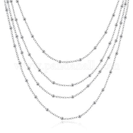 真鍮ティアードネックレス  層状ネックレス  女性のための長いネックレス  銀色のメッキ  18インチ NJEW-BB00456-1