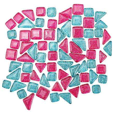 SUPERFINDINGS 300g 2 Style Glass Glitter Mosaic Square & Triangle Magenta Transparent Glass Gillter Cabochons for DIY Art Craft Home Decoration GLAA-FH0001-21-1