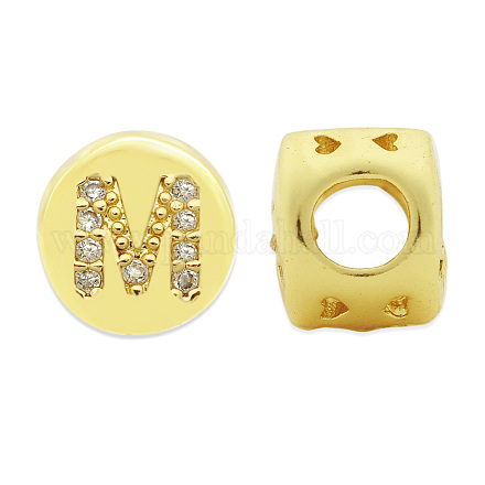 Brass Micro Pave Clear Cubic Zirconia Beads KK-T030-LA843-MX3-1