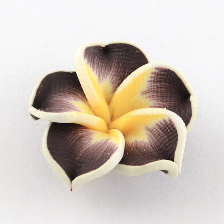 Handmade Polymer Clay 3D Flower Plumeria Beads CLAY-Q192-20mm-02-1