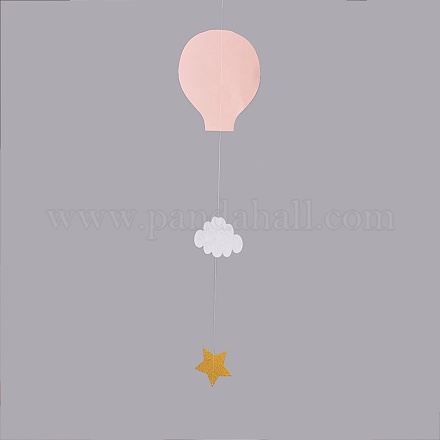 幼稚園ウィンドウぶら下げ3 d紙熱気球雲飾り  結婚式のベビーシャワーの誕生日パーティーの装飾用  ピンク  69.5x7.8~18cm HJEW-WH0002-01-1
