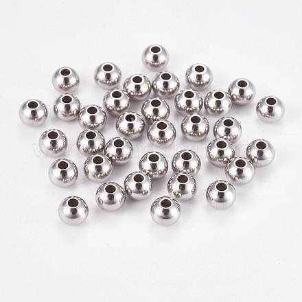 304 Edelstahl glatt runde Perlen STAS-M006-01A-1