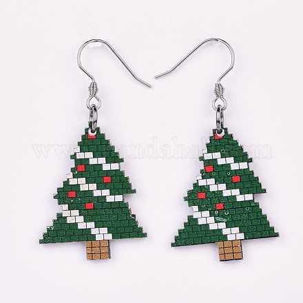 Printed Basswood Dangle Earring EJEW-JE03155-01-1