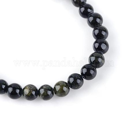 Chapelets de perles de pierres en jade jaune teinte G-R271-4mm-Y32-1