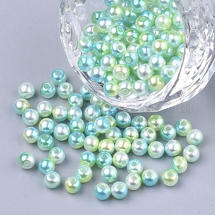 Perles en plastique imitation perles arc-en-abs OACR-Q174-5mm-03-1