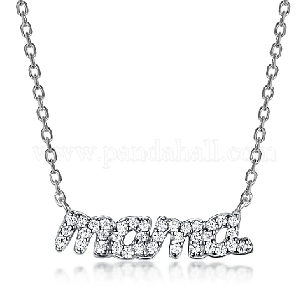 Ожерелья-подвески из стерлингового серебра с родиевым покрытием и микропаве из кубического циркония на день матери QE6954-1