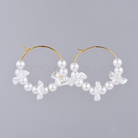 Pendientes de aro de perlas imitadas acrílicas EJEW-JE03477-1