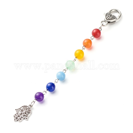 Natural & Dyed Malaysia Jade Bead and Tibetan Style Alloy Big Pendants and Lobster Claw Clasps HJEW-JM00549-1