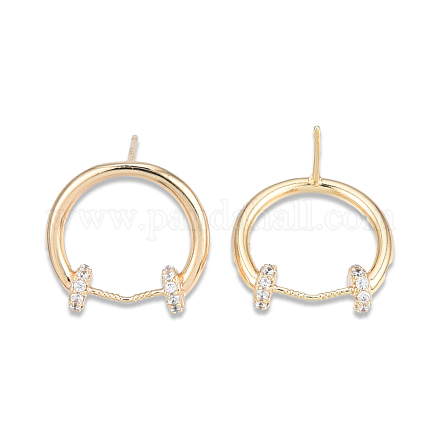 Ring Brass Clear Cubic Zirconia Stud Earrings for Women EJEW-N012-53-1