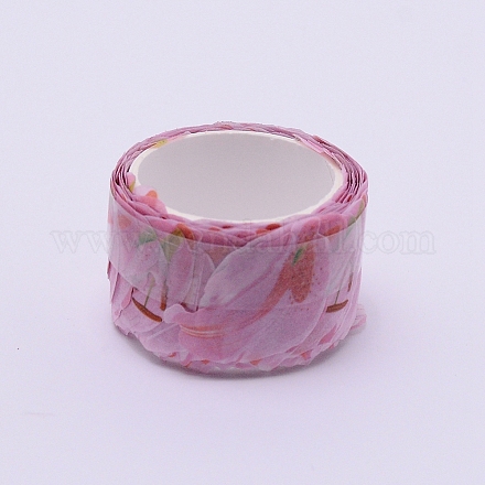 DIYスクラップブック  紙装飾マスキングテープ  花柄  ピンク  20mm DIY-WH0199-17F-1