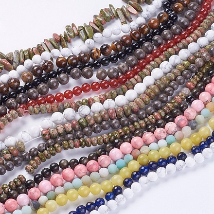 Chapelets de perles en pierre précieuse naturelle et synthétique G-XCP0001-1