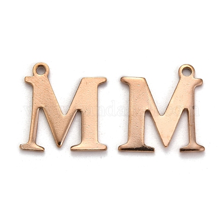 Ion Plating(IP) 304 Stainless Steel Alphabet Charms STAS-H122-M-RG-1