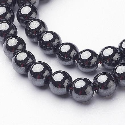Non-Magnetic Synthetic Hematite Beads Strands G-H1623-8mm-1-1