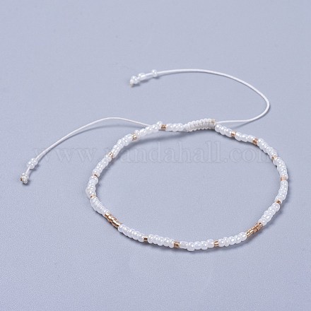 Bracciali di perline intrecciati con filo di nylon regolabile BJEW-JB04374-01-1