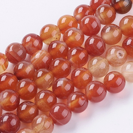 Chapelets de perles en agate à rayures naturelles/agates à bandes X-G-G591-8mm-03-1