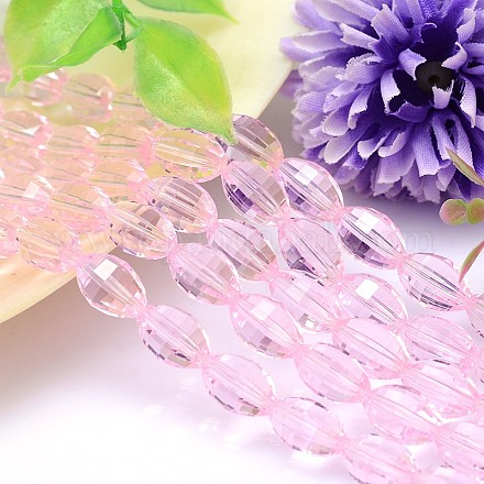 Faceted Oval Imitation Austrian Crystal Bead Strands G-M188-9x6mm-03A-1