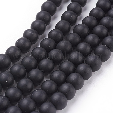 Chapelets de perles en pierre noire synthétique X-G508-1-1
