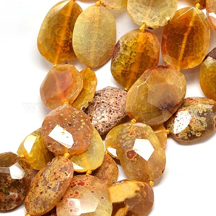 Oval Natural Agate Faceted Beads Strands G-F214-36A-1