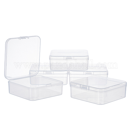 Superfindings 5 упаковка прозрачные пластиковые контейнеры для хранения бус Ящики с крышками 9.5x9.5x3.5 см маленькие квадратные пластиковые контейнеры-органайзеры для хранения бусин ювелирные изделия для офиса CON-WH0074-63E-1