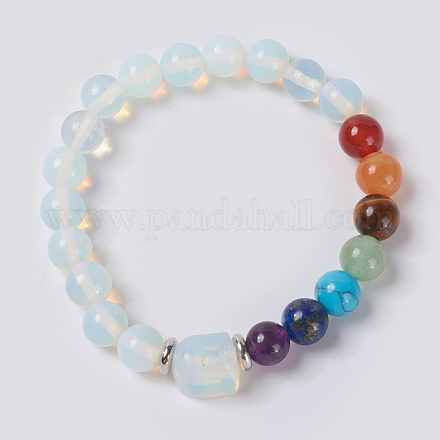 Bracelets extensibles en pierres naturelles et synthétiques avec perles en opalite BJEW-E354-E06-1