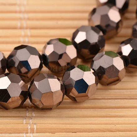 Faceted Round Electroplate Glass Beads Strands EGLA-M017-A01-1