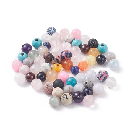 Perles de pierres précieuses mélangées naturelles et synthétiques galvanisées G-XCP0009-16-1
