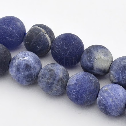 Frosted Round Natural Sodalite Beads Strands G-E302-108-6mm-1