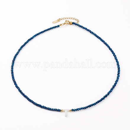 (Schmuckpartys im Fabrikverkauf) Halsketten mit Buchstabenanhänger aus natürlicher Muschel NJEW-JN03304-04-1