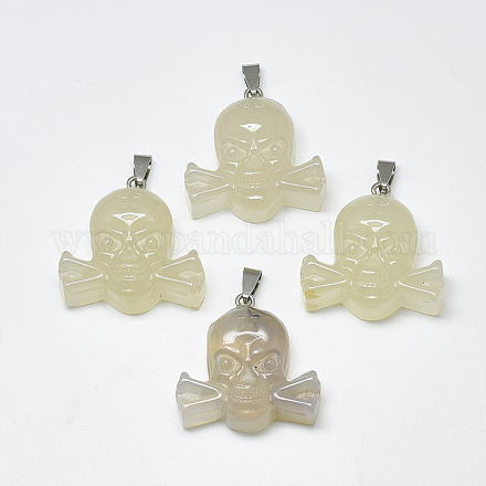 Natural White Agate Pendants G-T122-28A-1