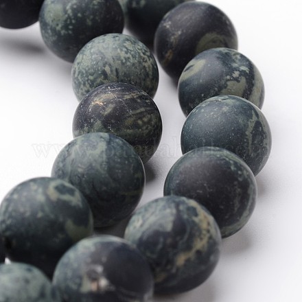 Chapelets de perles rondes en jaspe kambaba mat naturel G-J346-30-10mm-1