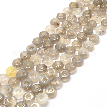 Beignet gris naturel agate perles brins G-Q443-14-1