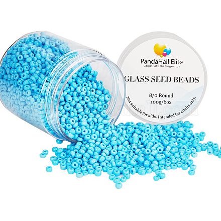 PandaHall Elite 2000pcs 8/0 Round Glass Seed Beads 3mm SEED-PH0005-05-1