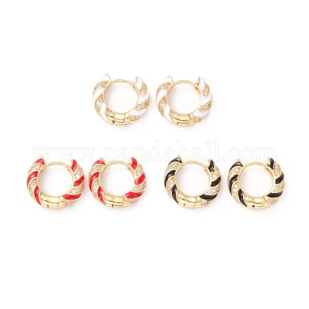 Real 18K Gold Plated Cubic Zirconia Hoop Earrings EJEW-I260-21G-NR-1