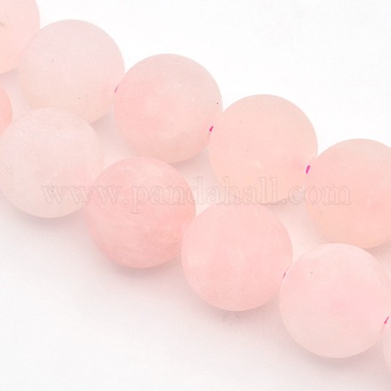 Frosted Round Natural Rose Quartz Beads Strands G-E302-102-14mm-1