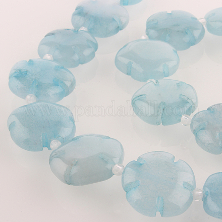 De piedras preciosas naturales hebras flor perla aguamarina G-E237-05-18mm-1