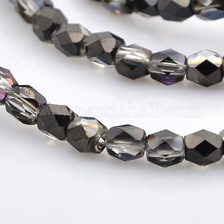 Half Plated Glass Faceted Drum Beads Strands GLAA-A032-4mm-HP02-1