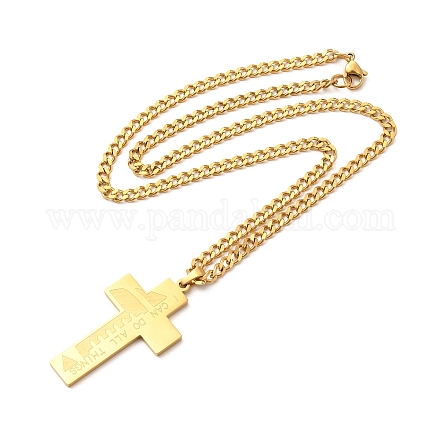 304 acier inoxydable colliers croix pendentif NJEW-M197-04G-1
