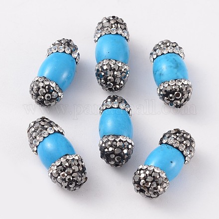 Turquoise synthétique teints perles ovales RB-E504-53-1