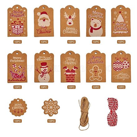 Рождественские тематические открытки из крафт-бумаги DIY-SZC0003-01-1