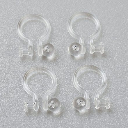 プラスチック製クリップ式イヤリングパーツ  穴開けないイヤリング  透明  11x8.5x1.2mm  穴：0.8mm X-KY-P001-10A-1