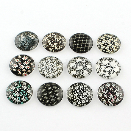 Half Round/Dome Floral Photo Glass Flatback Cabochons for DIY Projects X-GGLA-Q037-12mm-01-1